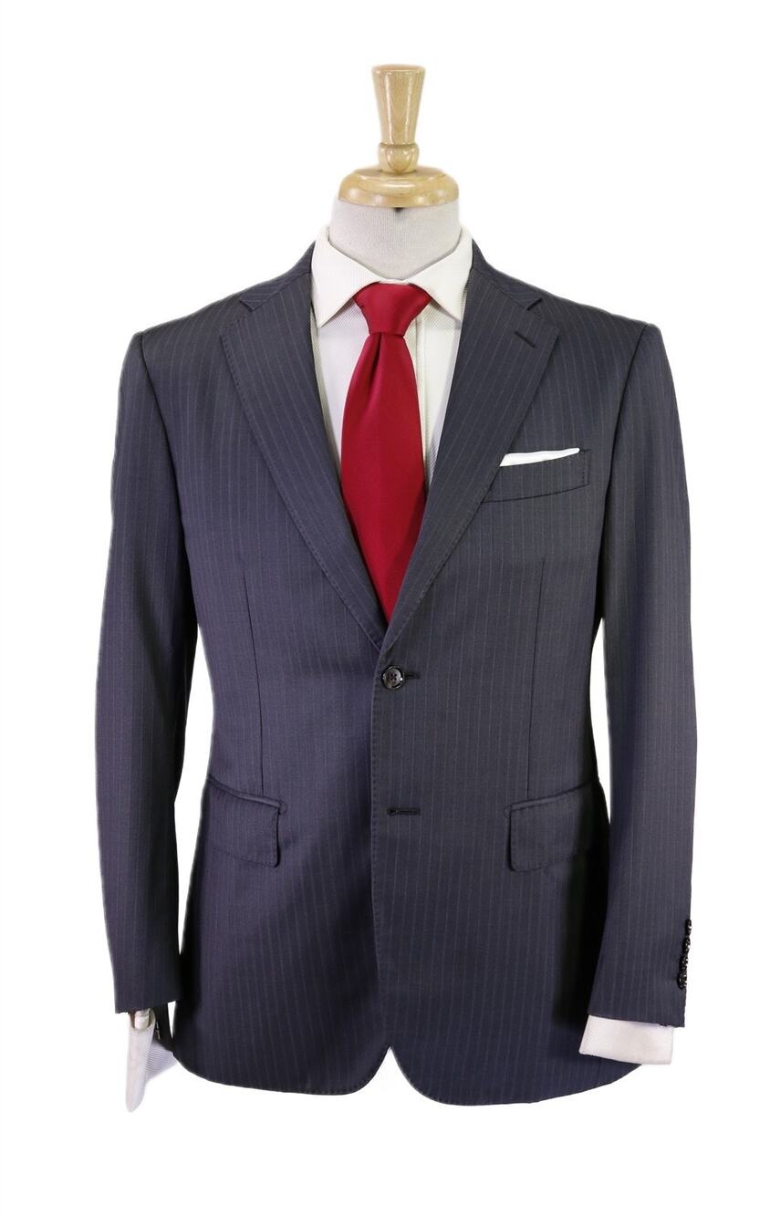 Paul Stuart Gray w/ Pink Pinstripe 2-Btn Wool Luxury Suit 38S
